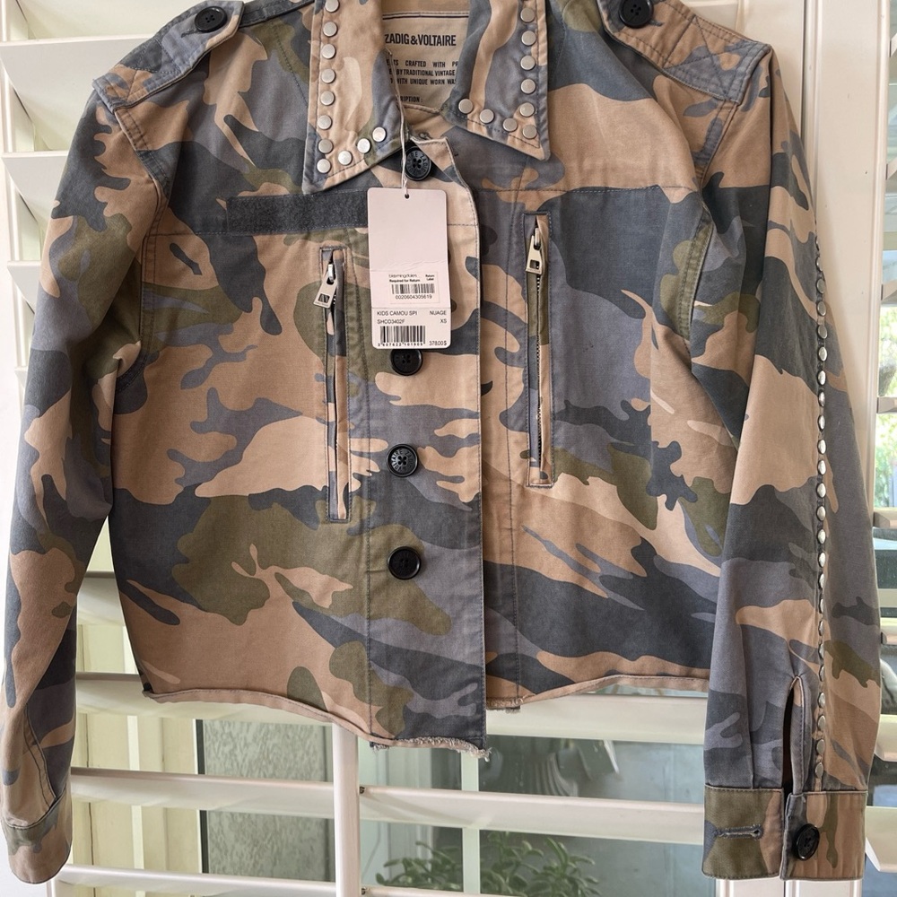 Zadig and Voltaire jacket brand new size small camouflage with silver studs.